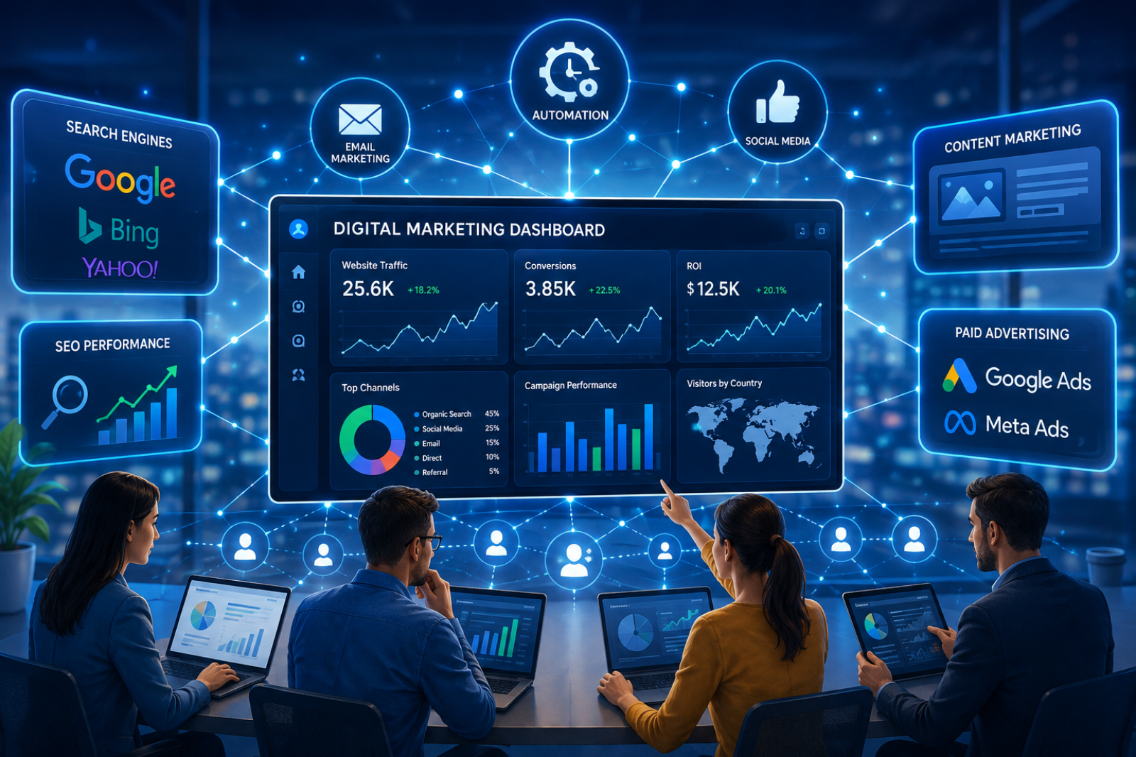 Futuristic Digital Marketing Dashboard Team