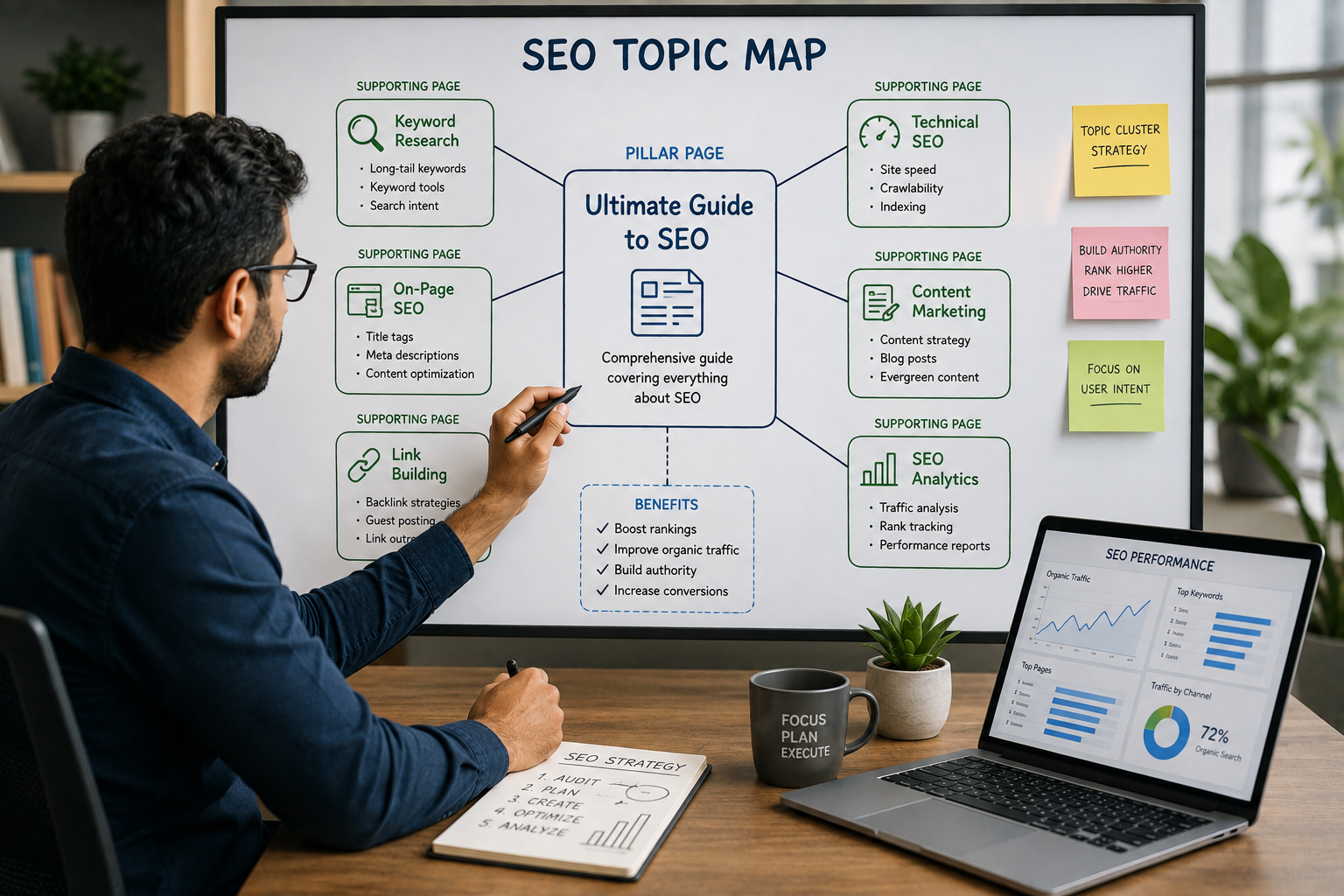 SEO Topic Clusters Map Strategy Workspace