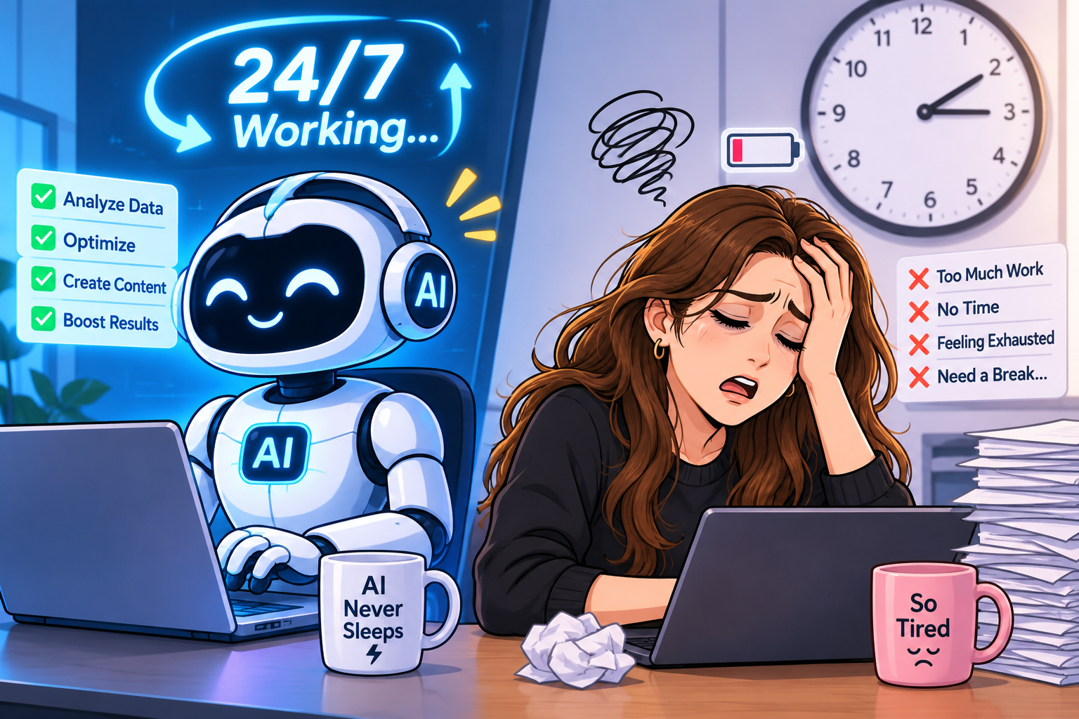 AI 24_7 vs Human Burnout